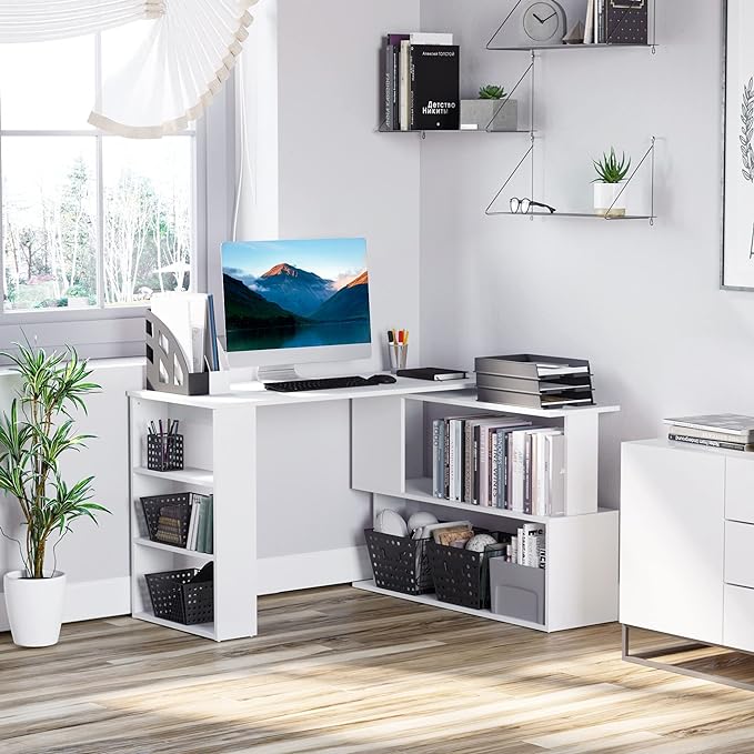 NicBex Kimberly-DW-00213-LWJ Home Office Desks, 47.25"x43.25"x29.25", White - LeafyLoom