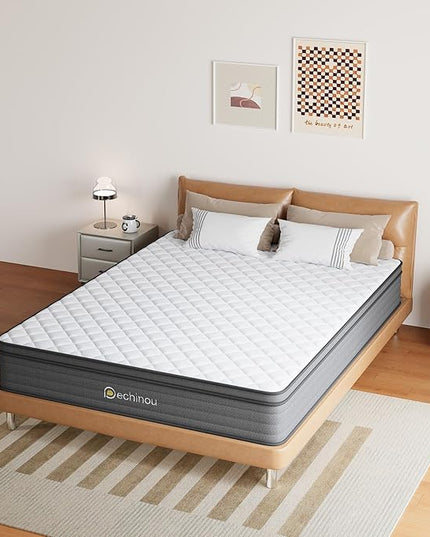 Queen Mattress, 12 INCH Queen Size Hybrid Mattress in a Box with Gel Memory Foam, Medium Firm Support, Pressure Relief, Motion Isolation, CertiPUR-US - LeafyLoom