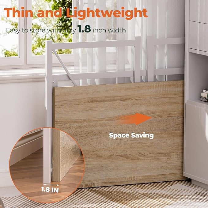 Folding Desk, Small Foldable Desk 39.4 Inch for Small Space, Computer Table Home Office Writing Desk with Storage Bag Headphone Hook, Easy Assembly, OAK - LeafyLoom