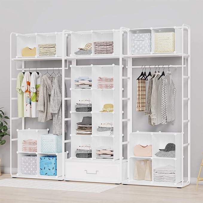 HOMIDEC Book Shelf 16 Cubes Bookcase Bookshelf Cube Storage Organizer Portable Display Bookshelf Kids Bookshelf Book Case for Study Room,Bedroom,Office,Living Room,Closet (47.2x11.8x47.2 inch) - LeafyLoom