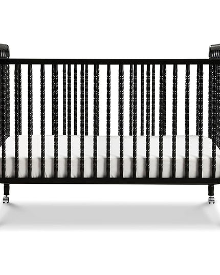 DaVinci Jenny Lind 3-in-1 Convertible Crib in Ebony, Removable Wheels, Greenguard Gold Certified - LeafyLoom