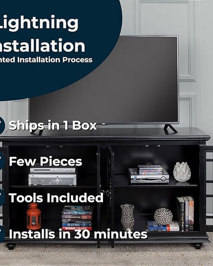 Martin Svensson Home Cassandra 63" TV Stand, Antique Black - LeafyLoom