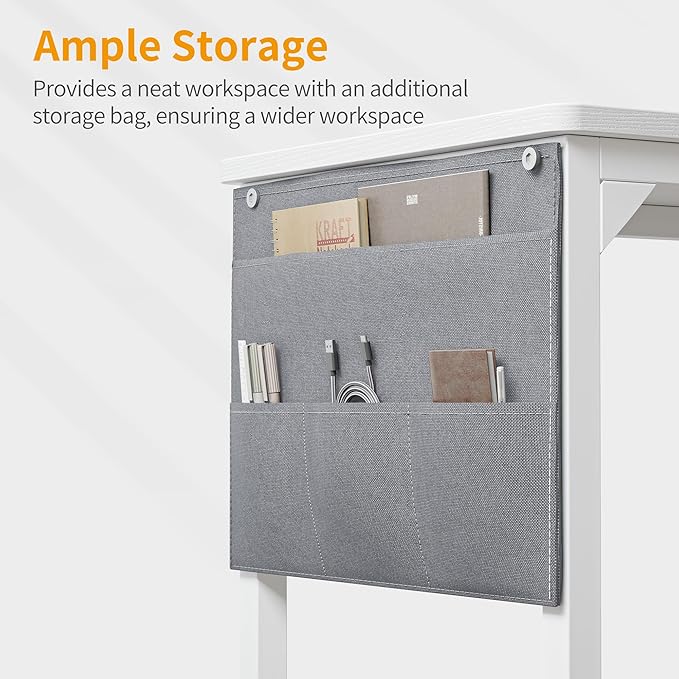 BANTI Computer Desk, 47 inch Home Office Writing Study Desks with Storage Bag, Small PC Table, Modern Simple Style for Space-Saving, White - LeafyLoom