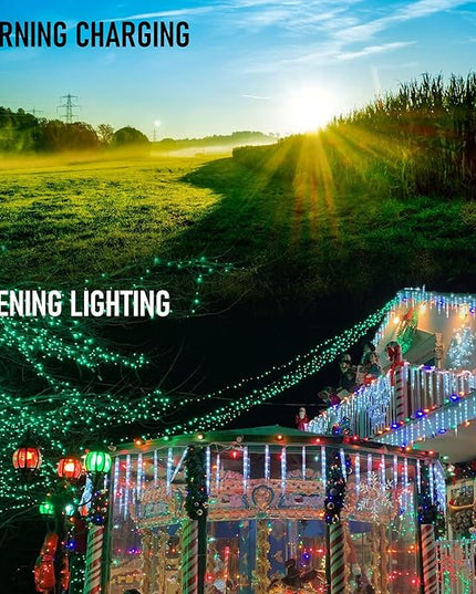Dazzle Bright 2 Pack Total 400LED 132FT Green Christmas Solar String Outdoor Lights, St. Patrick's Day Solar Powered with 8 Modes Waterproof Fairy Lights for Patio Garden Tree Party Yard Decoration DazzleBright