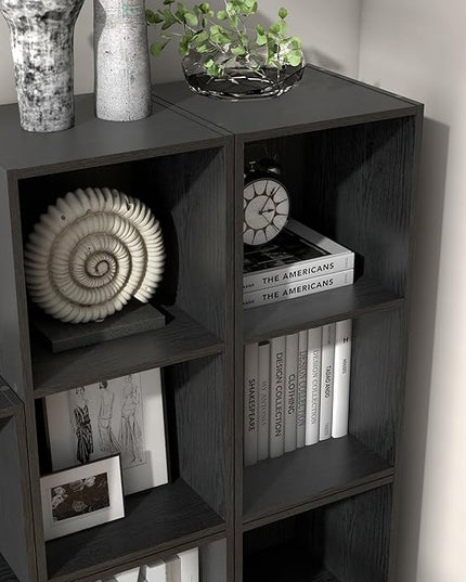 Apexa 2 Cube Storage Organizer Shelves, Stackable Wood Bookcase Fits Cubby Bins for Organization, Dorm Teen Room Decor & Home Office, Black - LeafyLoom