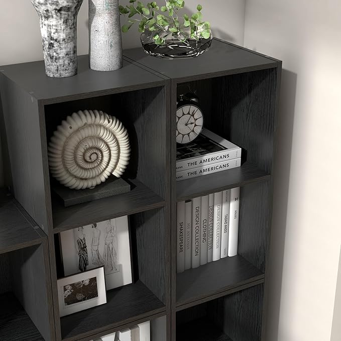 Apexa 2 Cube Storage Organizer Shelves, Stackable Wood Bookcase Fits Cubby Bins for Organization, Dorm Teen Room Decor & Home Office, Black - LeafyLoom
