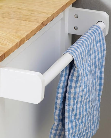 HOMCOM 27" Rolling Kitchen Island Cart with Drawer and Glass Door Cabinet, Kitchen Trolley with Adjustable Shelf and Towel Rack, White - LeafyLoom