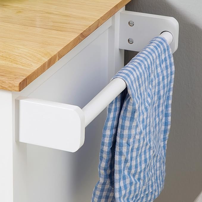 HOMCOM 27" Rolling Kitchen Island Cart with Drawer and Glass Door Cabinet, Kitchen Trolley with Adjustable Shelf and Towel Rack, White - LeafyLoom