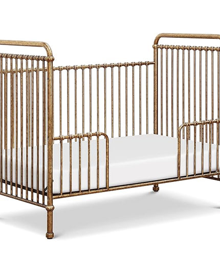 NAMESAKE Abigail 3-in-1 Convertible Metal Crib in Vintage Gold, Greenguard Gold Certified - LeafyLoom