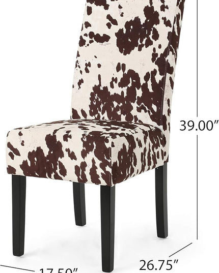 Christopher Knight Home Evelyn Contemporary Velvet Dining Chairs (Set of 4), Milk cow, Espresso - LeafyLoom