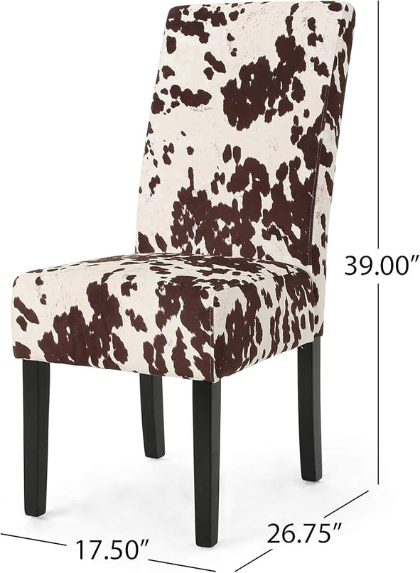 Christopher Knight Home Evelyn Contemporary Velvet Dining Chairs (Set of 4), Milk cow, Espresso - LeafyLoom