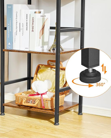 ELYKEN Small Bookshelf, 3-Tier Bookcase with Metal Frame, Vintage Display Book Shelf, Freestanding Open Organizer Shelves for Office Study Living Room, Bedroom, Rustic Brown - LeafyLoom
