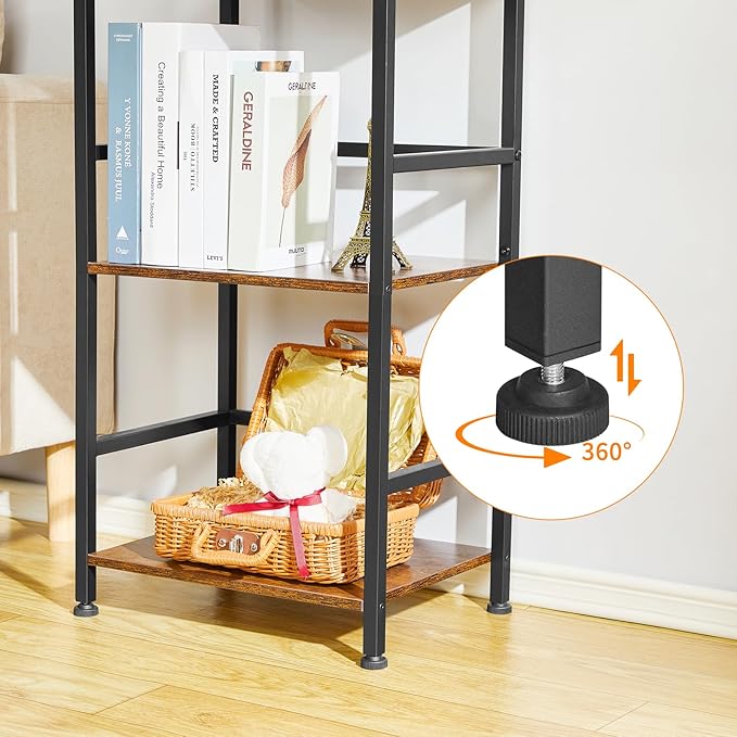 ELYKEN Small Bookshelf, 3-Tier Bookcase with Metal Frame, Vintage Display Book Shelf, Freestanding Open Organizer Shelves for Office Study Living Room, Bedroom, Rustic Brown - LeafyLoom