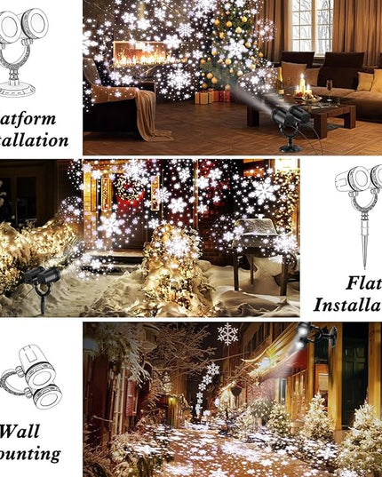 2024 Upgraded Dual-Head Christmas Snowflake Projector Light Outdoor,IP65 Waterproof Christmas LED Projector Light Outside,180° Rotation Projector for Indoor,Patio Wall Window Decorations Satxtrem