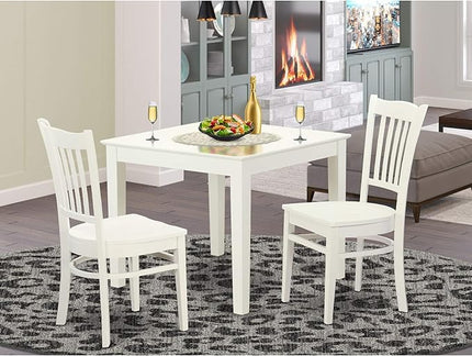 East West Furniture OXGR3-LWH-W Oxford 3 Piece Modern Set Contains a Square Wooden Table and 2 Dining Room Chairs, 36x36 Inch - LeafyLoom