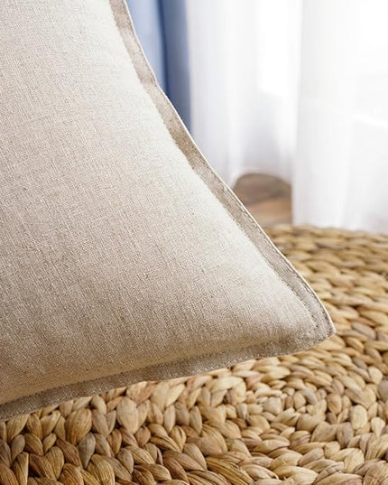 Jeanerlor Solid Natural Cotton Linen Decoration 18"x18" Throw Pillow Sham Cushion Case Soft Pillow Cover Delicate Decorative Pillowcase for Teen Boys&Girls, (45 x 45cm),2 Packs, Light Linen - LeafyLoom