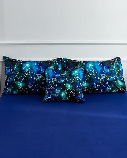 Btargot Lightweight Microfiber 6 Piece Comforter Set, Tie Dye Galaxy Constellation Pattern Bedding Set for Boys Girls Teen, Queen Black Green - LeafyLoom
