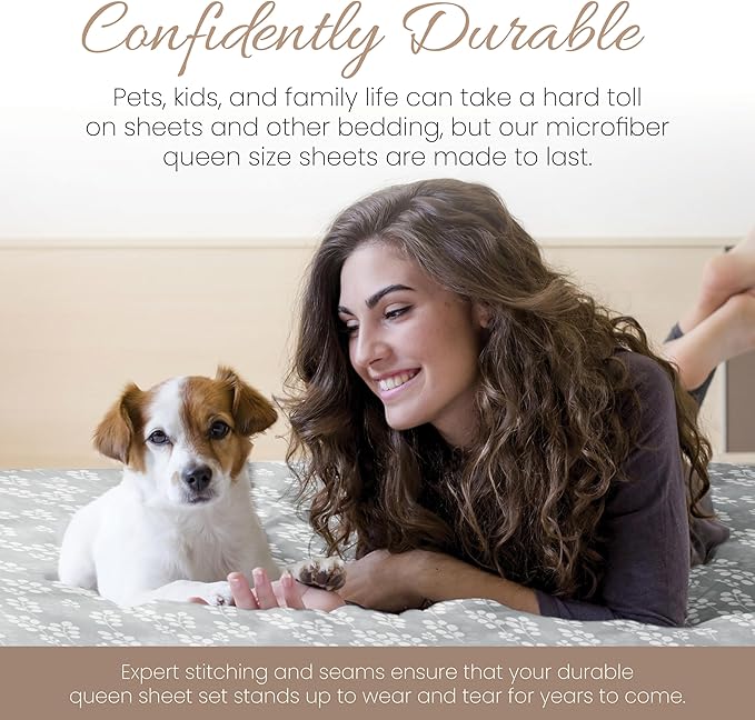 Linen Market Simply Soft Ultra Soft Wheatfield Patterned 4 Piece Bed Sheet Set, Full, Gray (SS-4PC-WHEA-FULL-GR) - LeafyLoom