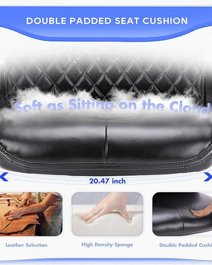 COLAMY Home Office Chair 275LBS Executive Leather Office Chair with Padded Flip-up Arms, Adjustable Height and Tilt Lock, Black - LeafyLoom