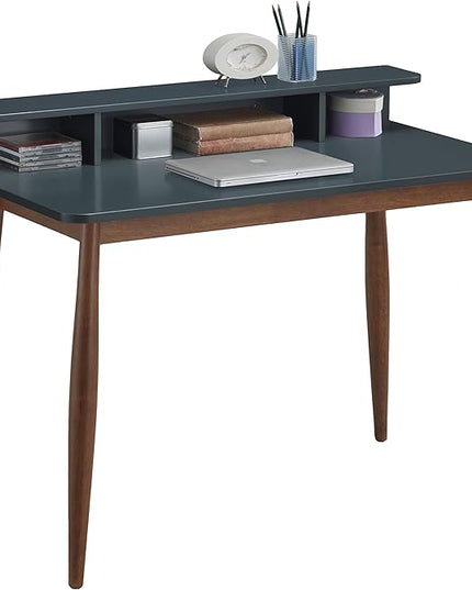 Roundhill Furniture Roskilde Storage Wood Office Desk, Gray - LeafyLoom