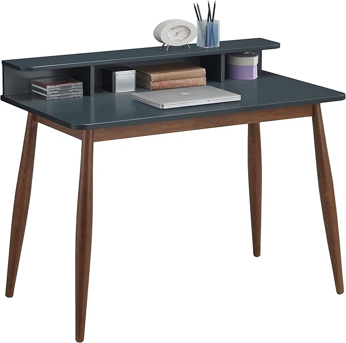 Roundhill Furniture Roskilde Storage Wood Office Desk, Gray - LeafyLoom