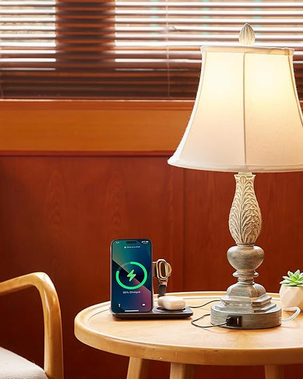Set of 2 Touch Lamp for Bedroom Nightstand, 23.5'' Table Lamps Desk Lamps with USB Charging Port, Vintage Rustic Farmhouse Lamps for Living Room Home Office Dorm(Blue Washed Finish) - LeafyLoom