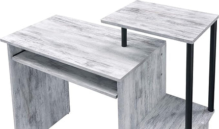 Acme Lyphre Wooden Top Computer Desk in Antique White and Black - LeafyLoom