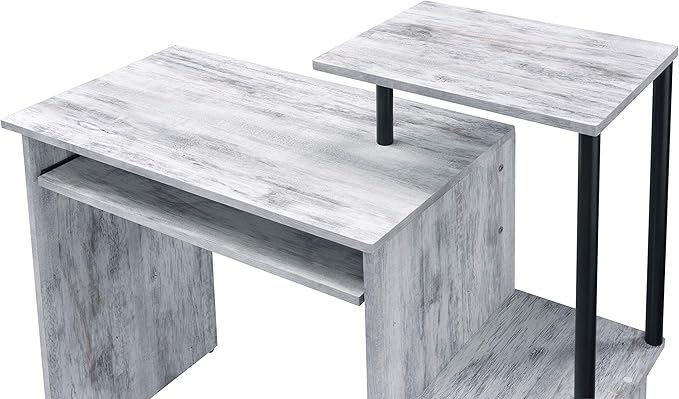 Acme Lyphre Wooden Top Computer Desk in Antique White and Black - LeafyLoom