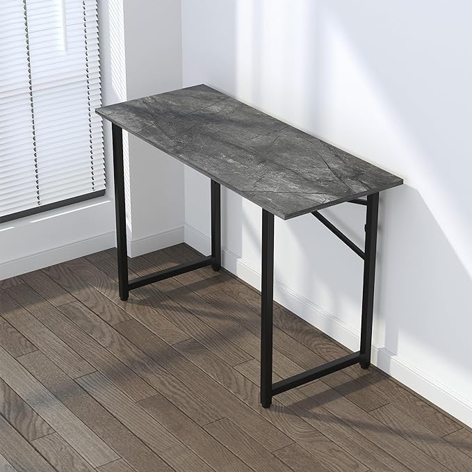 Folding Computer Desk 47 inch Writing Gaming Computer Camping Table, No Assembly Required Home Office Desk, Grey - LeafyLoom