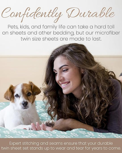 Linen Market 4 Piece Twin Bedding Sheet Set (Wheatfield Pale Blue) - Sleep Better Than Ever with These Ultra-Soft & Cooling Bed Sheets for Your Twin Size Bed - Deep Pocket Fits 16" Mattress - LeafyLoom