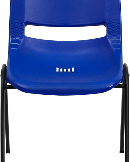 Flash Furniture 5 Pack HERCULES Series 661 lb. Capacity Navy Ergonomic Shell Stack Chair with Black Frame and 16'' Seat Height - LeafyLoom