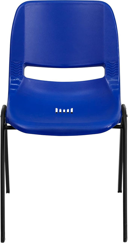 Flash Furniture 5 Pack HERCULES Series 661 lb. Capacity Navy Ergonomic Shell Stack Chair with Black Frame and 16'' Seat Height - LeafyLoom