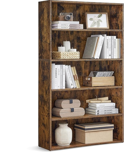 VASAGLE Bookshelf, 31.5 Inches Wide, 5-Tier Open Bookcase with Adjustable Storage Shelves, Floor Standing Unit, Rustic Brown ULBC175X01 - LeafyLoom