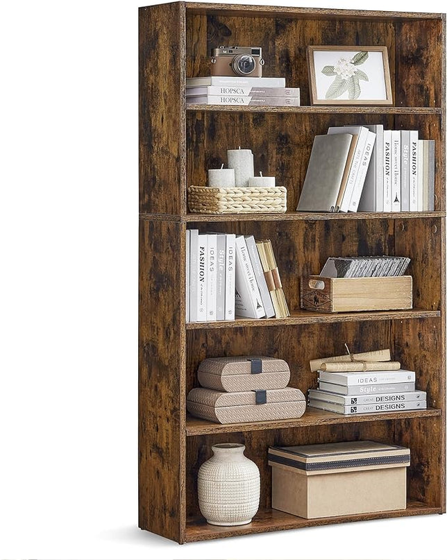 VASAGLE Bookshelf, 31.5 Inches Wide, 5-Tier Open Bookcase with Adjustable Storage Shelves, Floor Standing Unit, Rustic Brown ULBC175X01 - LeafyLoom