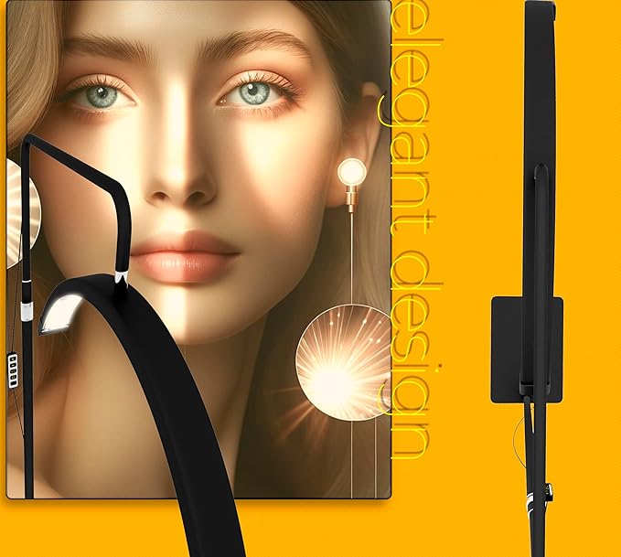 Eyelash LED Floor Lamp, Esthetician Lash Lighting for Lash Extension, Lash Tattoo Lamp for Beauty, Skincare, Lashes, Eyebrows, Filming Content Creation (Black) - LeafyLoom