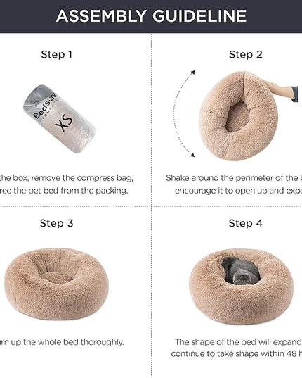 Bedsure Calming Dog Bed for Medium Dogs - Donut Washable Medium Pet Bed, 30 inches Anti-Slip Round Fluffy Plush Faux Fur Cat Bed, Fits up to 45 lbs Pets, Coffee BEDSURE
