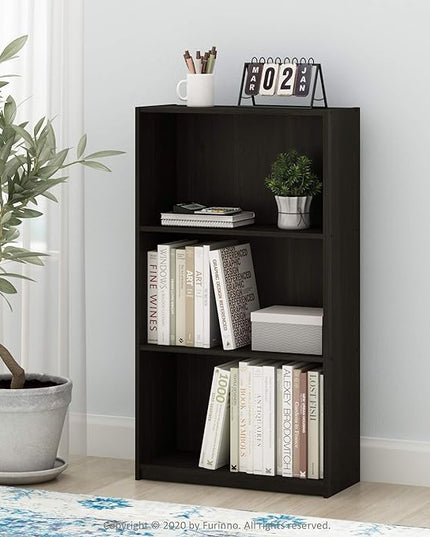Furinno Basic 3-Tier Bookcase Storage Shelves, Espresso - LeafyLoom