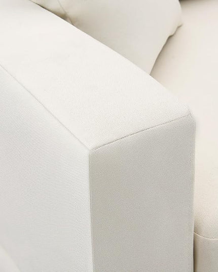 90" Modular Sectional Sofa with Convertible Ottoman, 5 Seats L-Shape Reversible Solid Corner Sofa with 2 Pillows, Linen Modern Sleeper Couch for Living Room, Apartment, Office (Cream White) - LeafyLoom