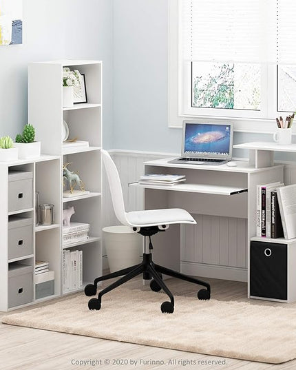 Furinno Luder Bookcase / Book / Storage , 5-Cube, White - LeafyLoom