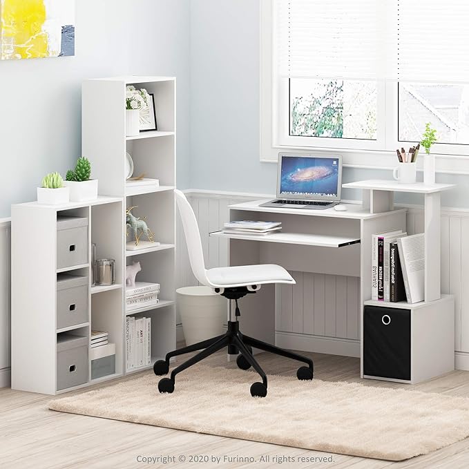 Furinno Luder Bookcase / Book / Storage , 5-Cube, White - LeafyLoom