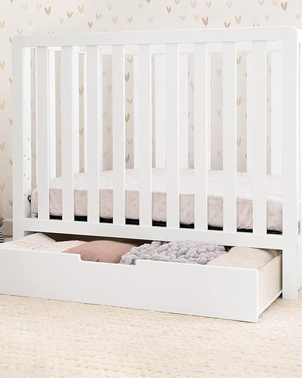 Carter's by DaVinci Colby 4-in-1 Convertible Mini Crib with Trundle Drawer in White, Greenguard Gold Certified, Undercrib Storage - LeafyLoom