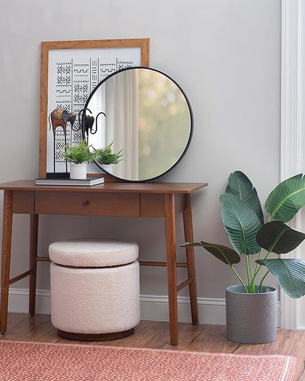 Linon Melissa Mid-Century Walnut Desk, 42" W x 19" D x 30" H - LeafyLoom