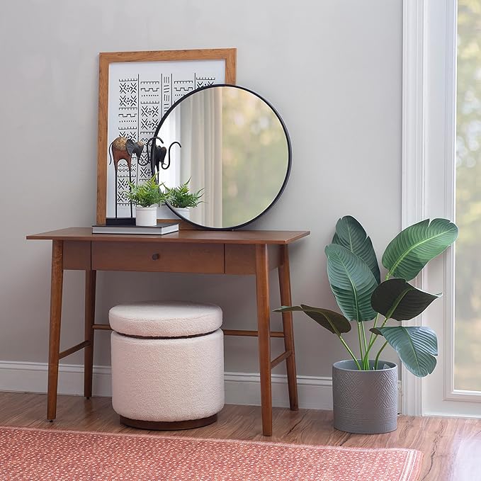 Linon Melissa Mid-Century Walnut Desk, 42" W x 19" D x 30" H - LeafyLoom