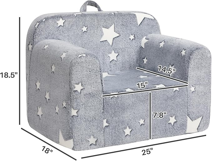 ALIMORDEN Kids Ultra-Soft Snuggle Foam Filled Chair, Single Cuddly Sherpa Reading Couch for Boys and Girls,Star - LeafyLoom