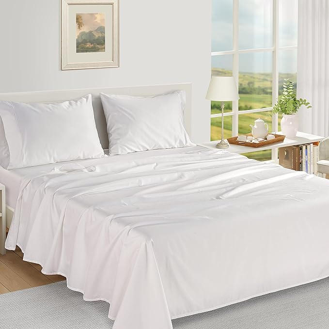LANE LINEN 100% Egyptian Cotton Twin Sheets Set (3 PC) – 1000 Thread Count – Sateen Weave – Ultra Soft Twin Bed Sheets – Luxury Hotel Bedding – Twin Size Sheets Set with Deep Pockets – White - LeafyLoom