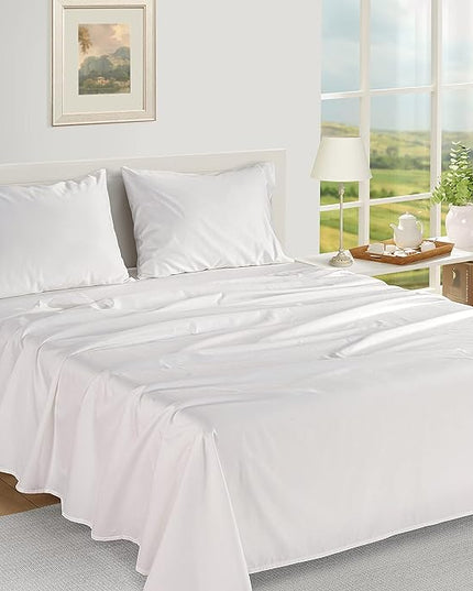 LANE LINEN 100% Egyptian Cotton Bed Sheets - 1000 Thread Count 4-Piece White Full Set Bedding Sateen Weave Luxury Hotel 16" Deep Pocket (Fits Upto 17" Mattress) - LeafyLoom