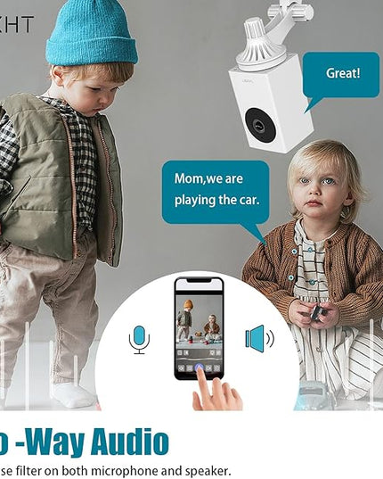 UGOHO.ME 1080P Pan/Tilt/Zoom Indoor Smart Camera Wi-Fi Viewing for Baby, Elderly, Pet, with Night Vision, Motion Detection and 2-Way Audio (86336), White, 3.36 x 1.92 x 1.86 inches NexHT