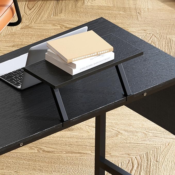 Need L Shaped Computer Desk 59 Inch Gaming Desk with Large Monitor Stand L Desk Corner Desk with Storage Bag for Home Office Writing Studying Black - LeafyLoom