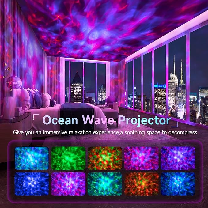 ONEFIRE Galaxy Projector, White Noise Night Light Projector for Bedroom, Bluetooth Music Ceiling Projector Room Lights, Remote Timer Galaxy Light Skyligh,Star Lights Projector for Kids Teen Girl Gifts OneFire