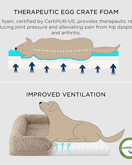 Bedsure Orthopedic Dog Bed for Medium Dogs - Calming Waterproof Dog Sofa Beds Medium, Supportive Foam Pet Couch Bed with Removable Washable Cover, Waterproof Lining and Nonskid Bottom, Taupe BEDSURE
